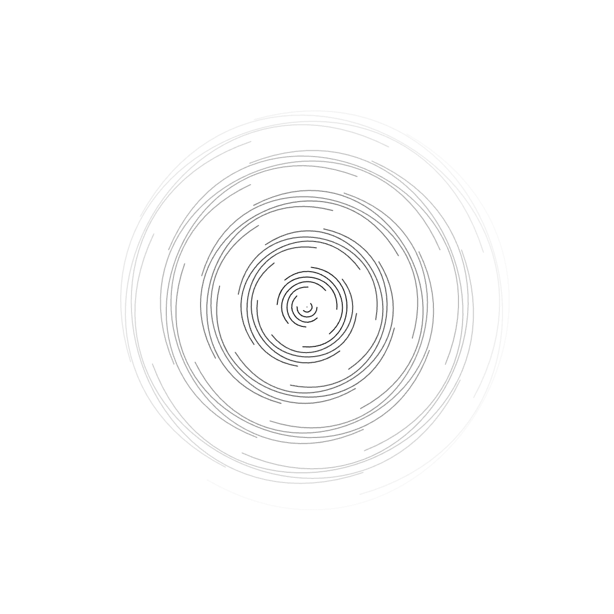 Early circular line sketch with concentric broken rings.